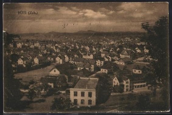 Cartoline postali: Rüti /Zch., Panorama mit Strassenpartie – Usato da Berlin venduto da bartko-reher