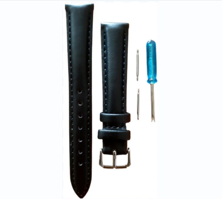 Bracelet De Montre Cuir Véritable Grain Requin Noir – 14mm, Neuf Sans étiquette