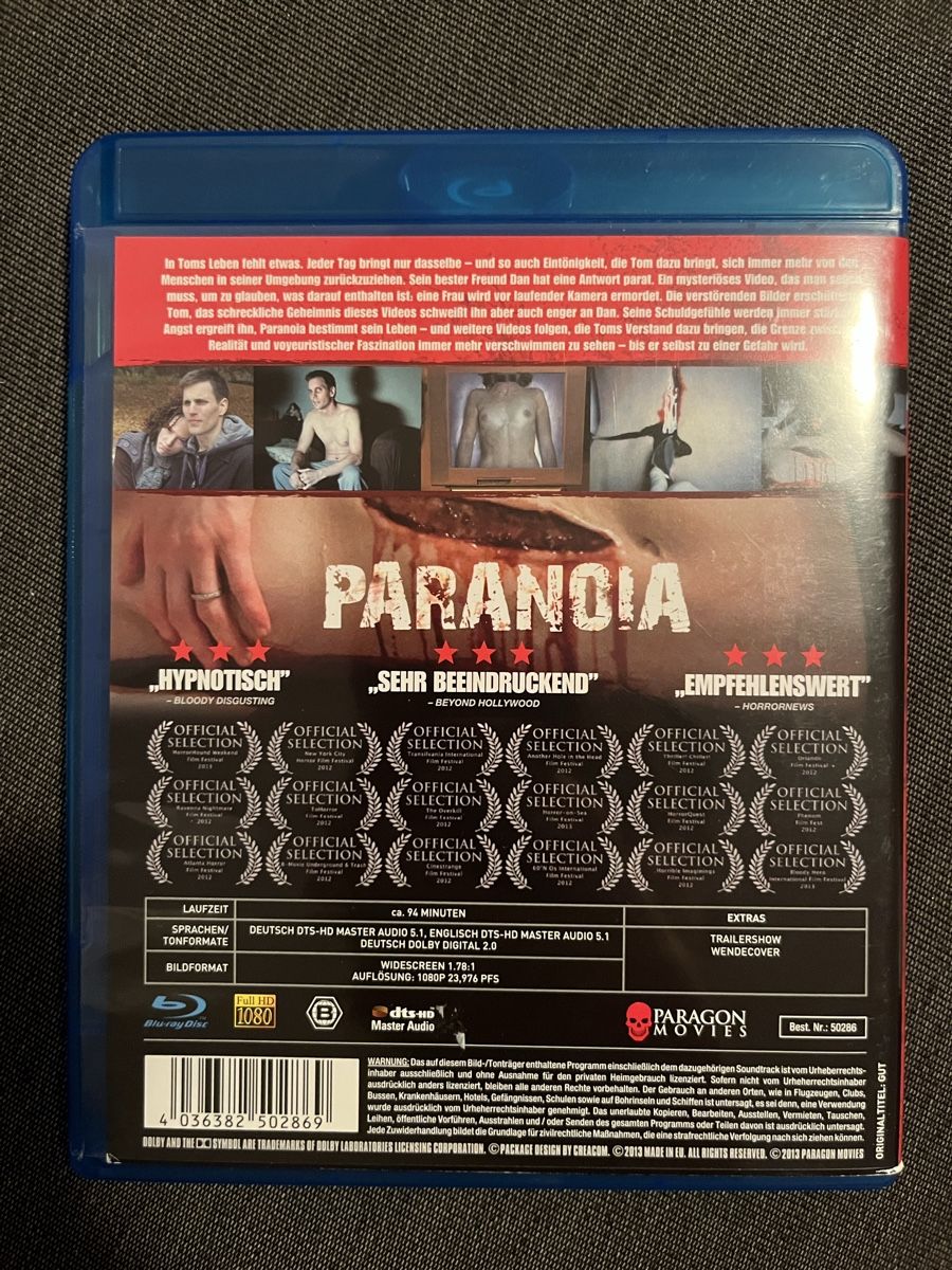Tutti i DVDs: Paranoia - Der Killer in dir (Uncut Bluray) – Usato da Inkwil venduto da RetrOhyeah_Schweiz 1