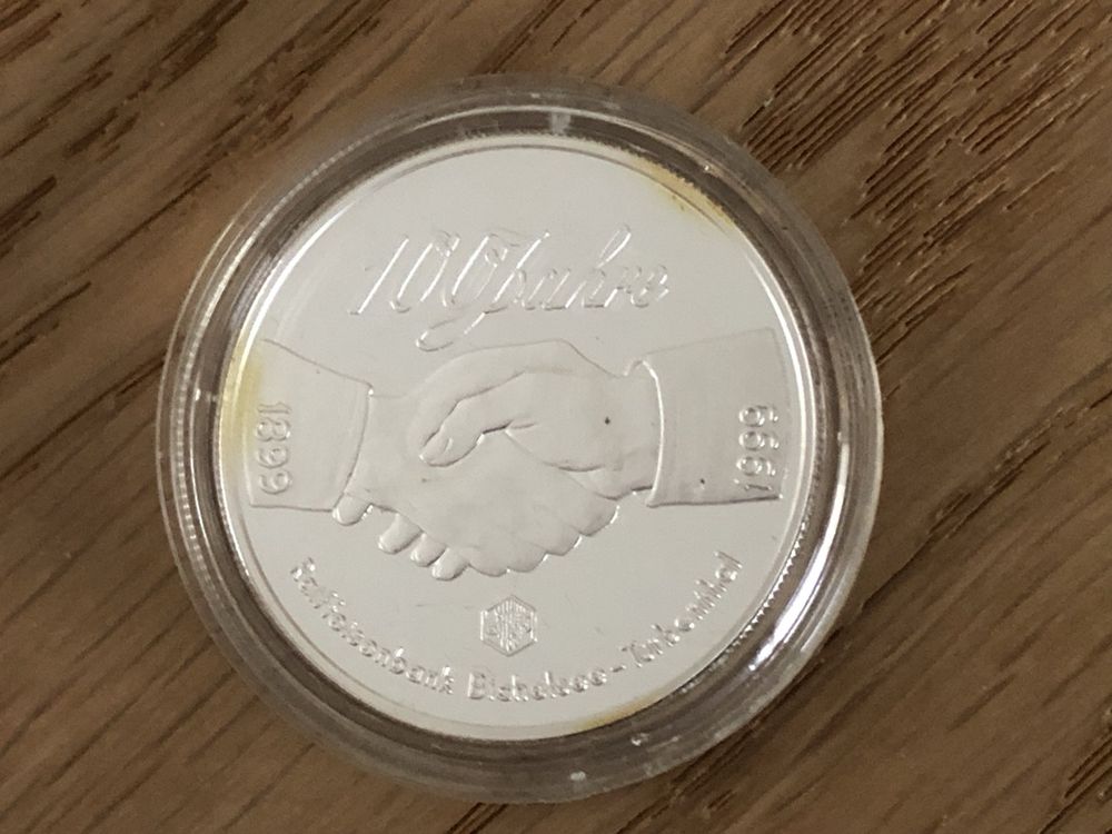 Médaille En Argent 999 - 100 Ans Du Club De Football Biebrich (1902-2002) - 40 Mm, état Polished Plate