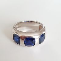 Silberring mit blauen Steinen 925 Gr 17,1 mm