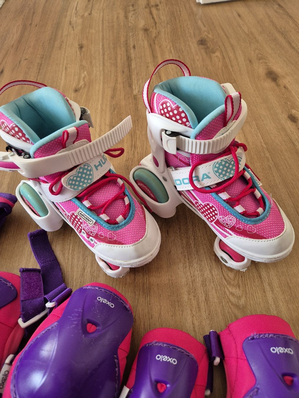 Oxelo Pattini in linea & Pattini a rotelle: Kinder Rollschuhe + Oxelo Schutzausrüstung – Usato da Thalheim AG venduto da vargatam1 4