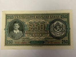 Bulgarien 250 Leva Banknote 1943 sehr guter Zustand