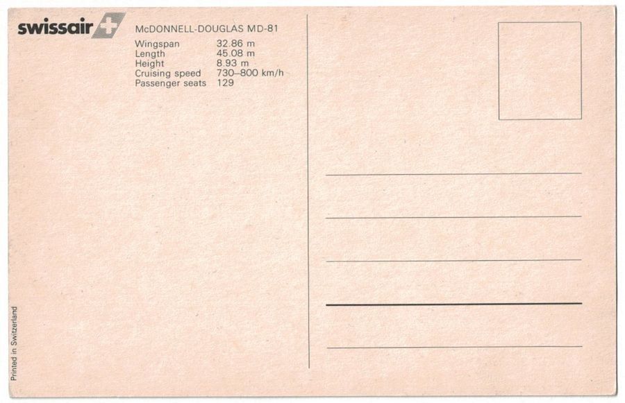 Cartoline postali: Swissair McDonnell-Douglas MD-81 – Usato da Frauenfeld venduto da POML 1