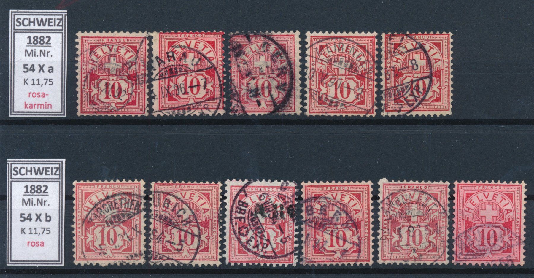 Alle Briefmarken: 60 Ziffermuster 10Rp. – Gebraucht aus Bonau von Profila3