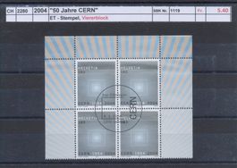 2004 "50 Jahre CERN" - Viererblock, ET - Stempel