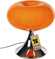 Lampe Orange Design Tischlampe Glas Metall Retro Mid Century