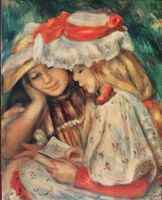 (LAGERVERKAUF) Alter Kunstdruck „Zwei Mädchen“ nach Renoir