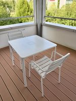 Balkonset, Tisch mit 2 Stühle, weiss, Metall