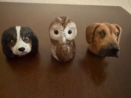 3 Fingerhüte - Tierköpfe