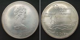 KANADA 10 Dollars 1975, OLYMPIA MONTREAL, Silber unz