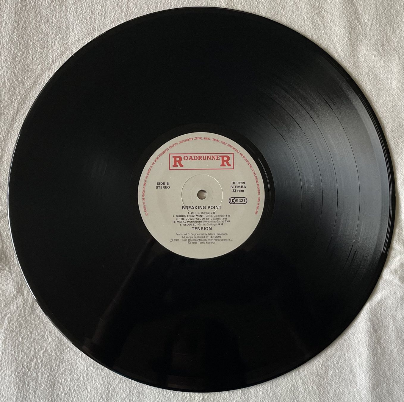 Vinyles: Tension – Breaking Point - LP - 1987 - First Press - OIS – D'occasion à Uster par Zardodel 3