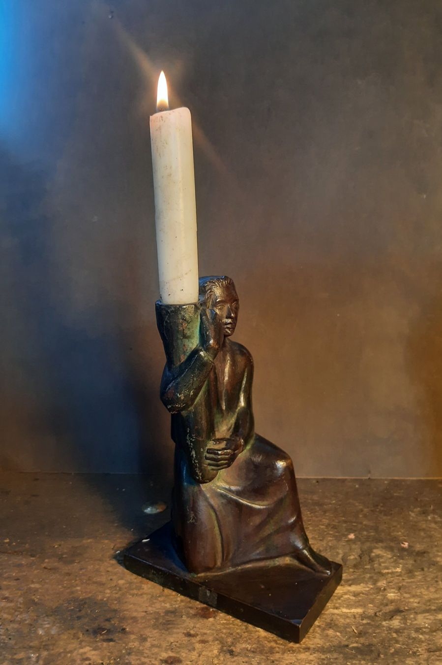Sculture & Statue: Antike Bronze Skulptur als Kerzenständer – Usato da Arbon venduto da torso444 2