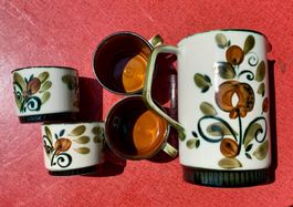 Superbe set pot et 4 tasses BOCH Argenteuil vintage 1960