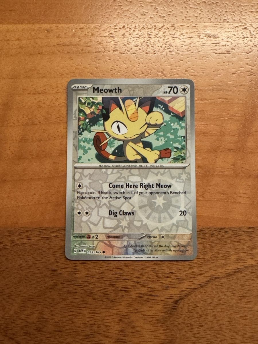 Pokemon MEW 151 EN Meowth 052/165 Reverse Holo (Neu (gemäss ...