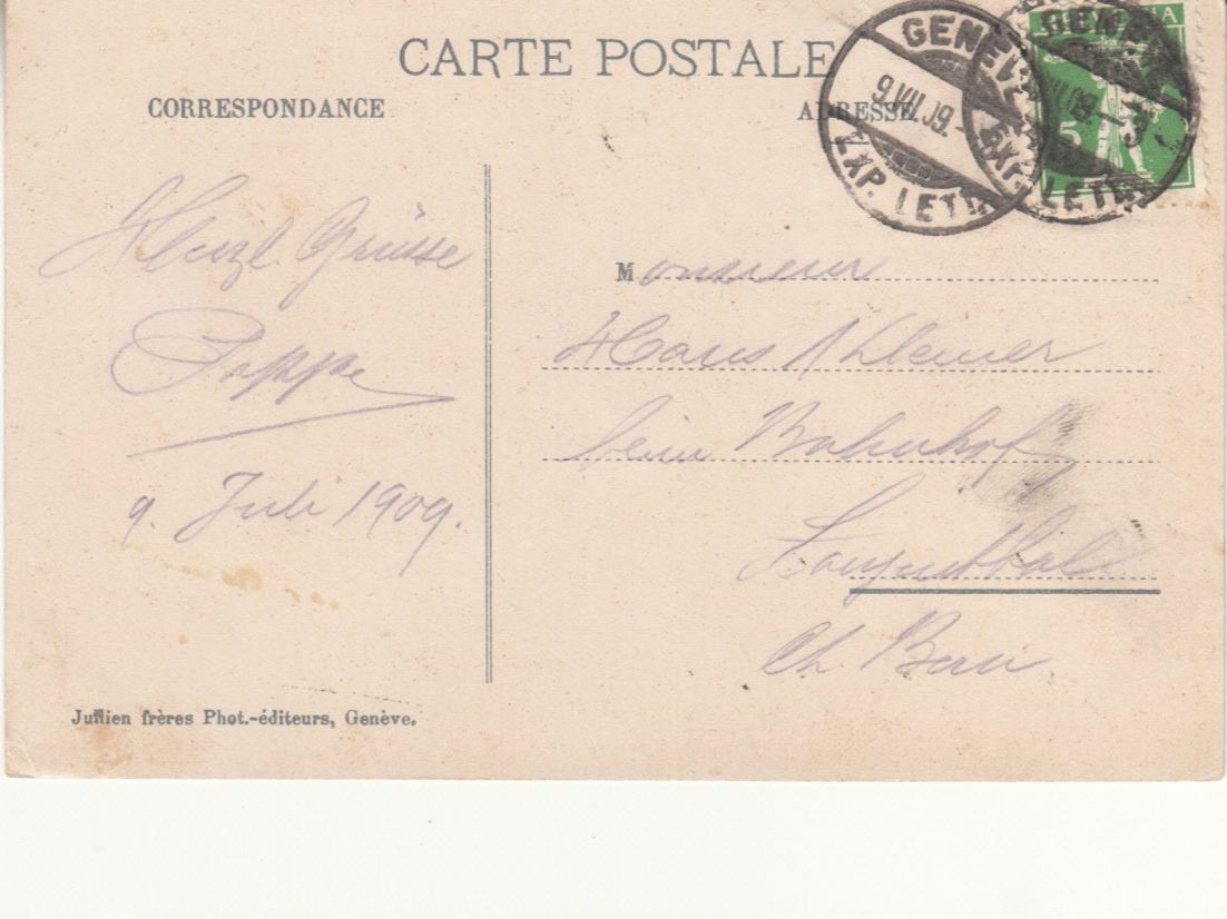 Cartoline postali: Genève 1909 – Usato da Bürglen TG venduto da StampGraf 1
