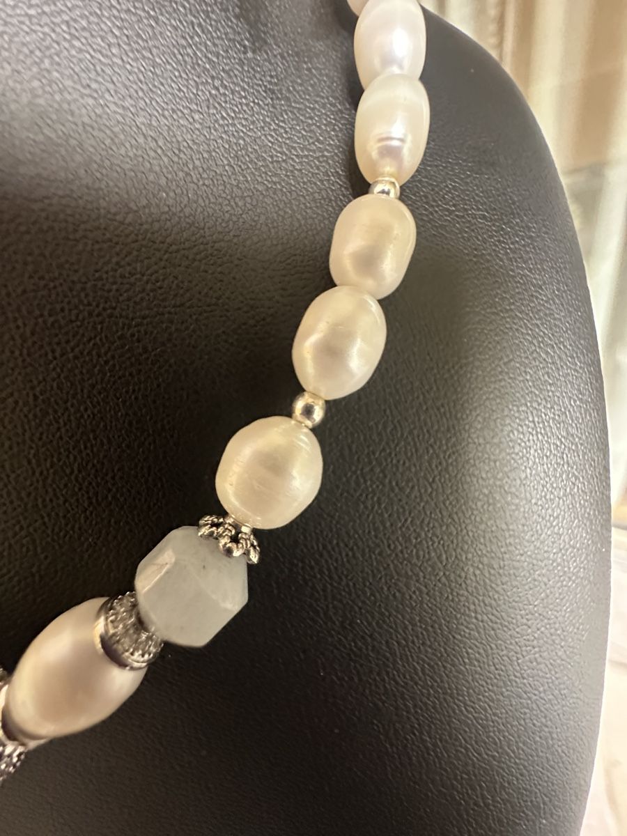 Catenine: Choker mit echten Perlen und Aquamarin – Nuovo e nell'imballaggio originale da Kriens venduto da Hortensie6 3