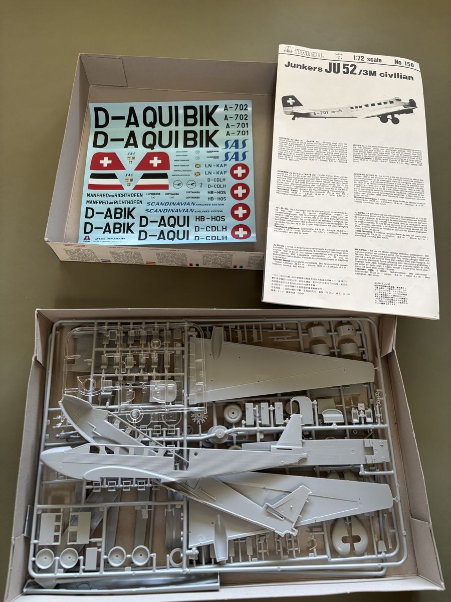 Italeri Kit di modellismo & Modellini statici: Junkers Ju 52 Lufthansa 1/72 Italeri – Nuovo (secondo la descrizione) da Kloten venduto da CalcioNMore 1