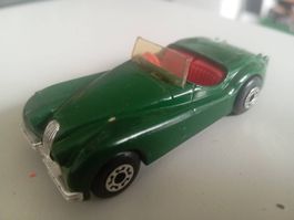 Matchbox Jaguar XK120 green red interior Made in England