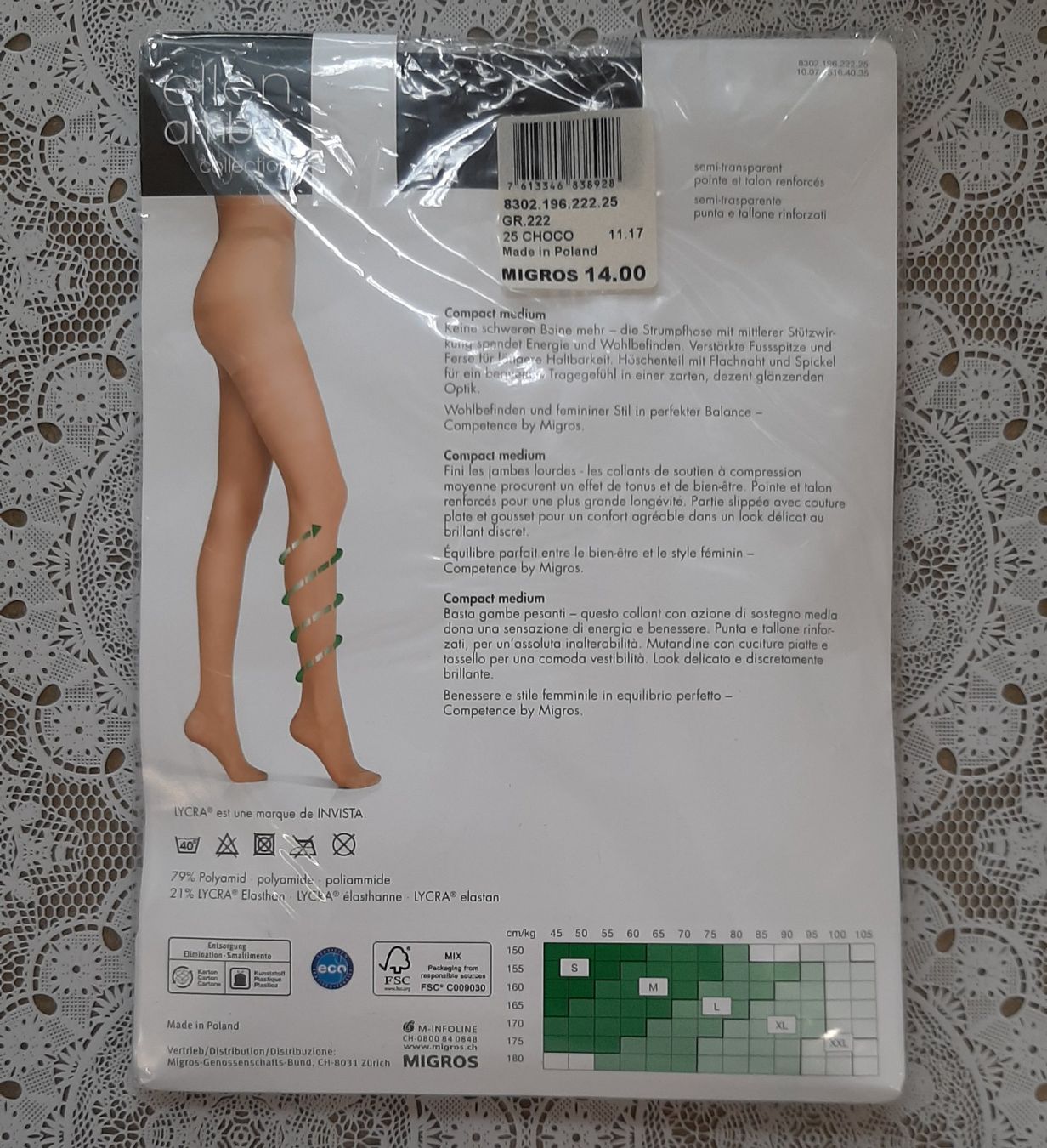 Ellen Amber Calze & Collant: Ellen Amber Compact Medium Strumpfhose 40den Gr.M Choco – Nuovo e nell'imballaggio originale da Amriswil venduto da Celini3 1