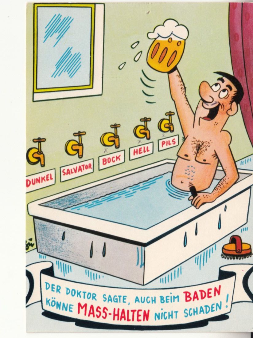 Ansichtskarten: Humorkarte Baden mit Mass 1994 – Gebraucht aus Bürglen TG von StampGraf