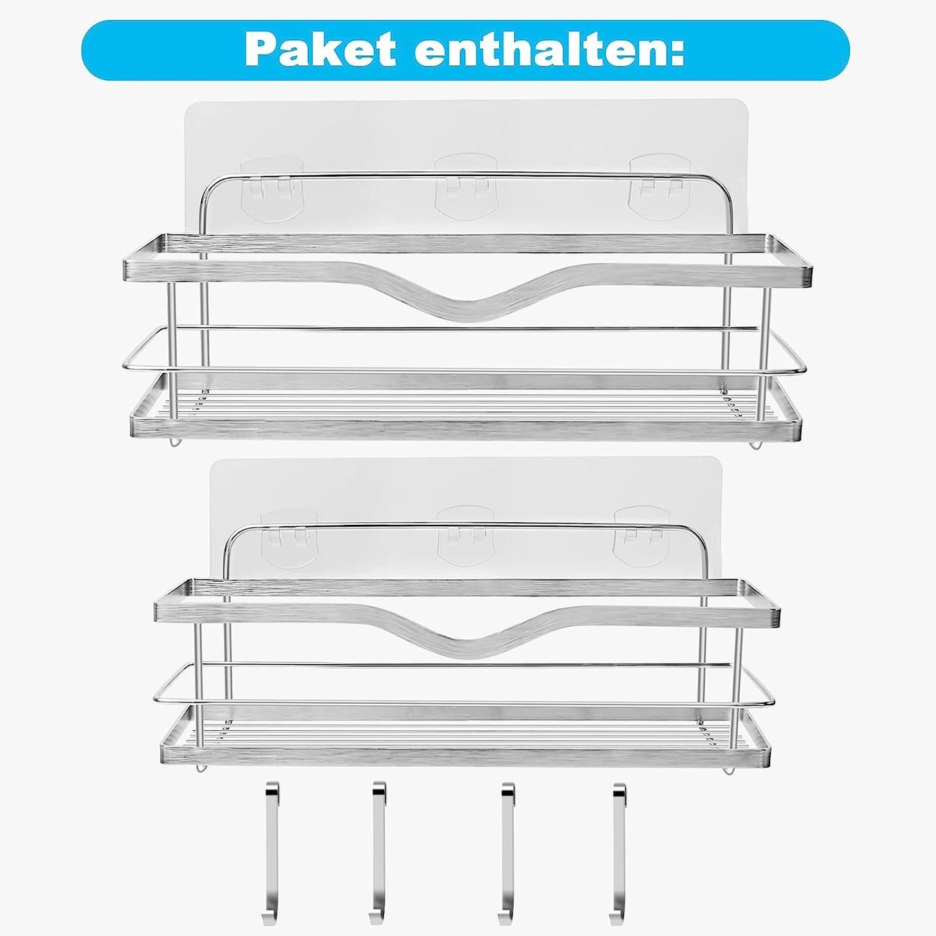 Supporti a parete: Duschkorb Duschablage Edelstahl Ohne Bohren: 2 Pack – Nuovo e nell'imballaggio originale da Nuglar venduto da SaleRitter 1