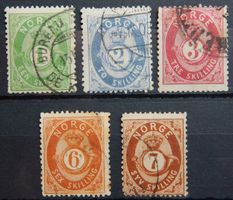 Norwegen Kat. 16-18 & 20 & 26 gest. 1872 Kat. 189 Euro