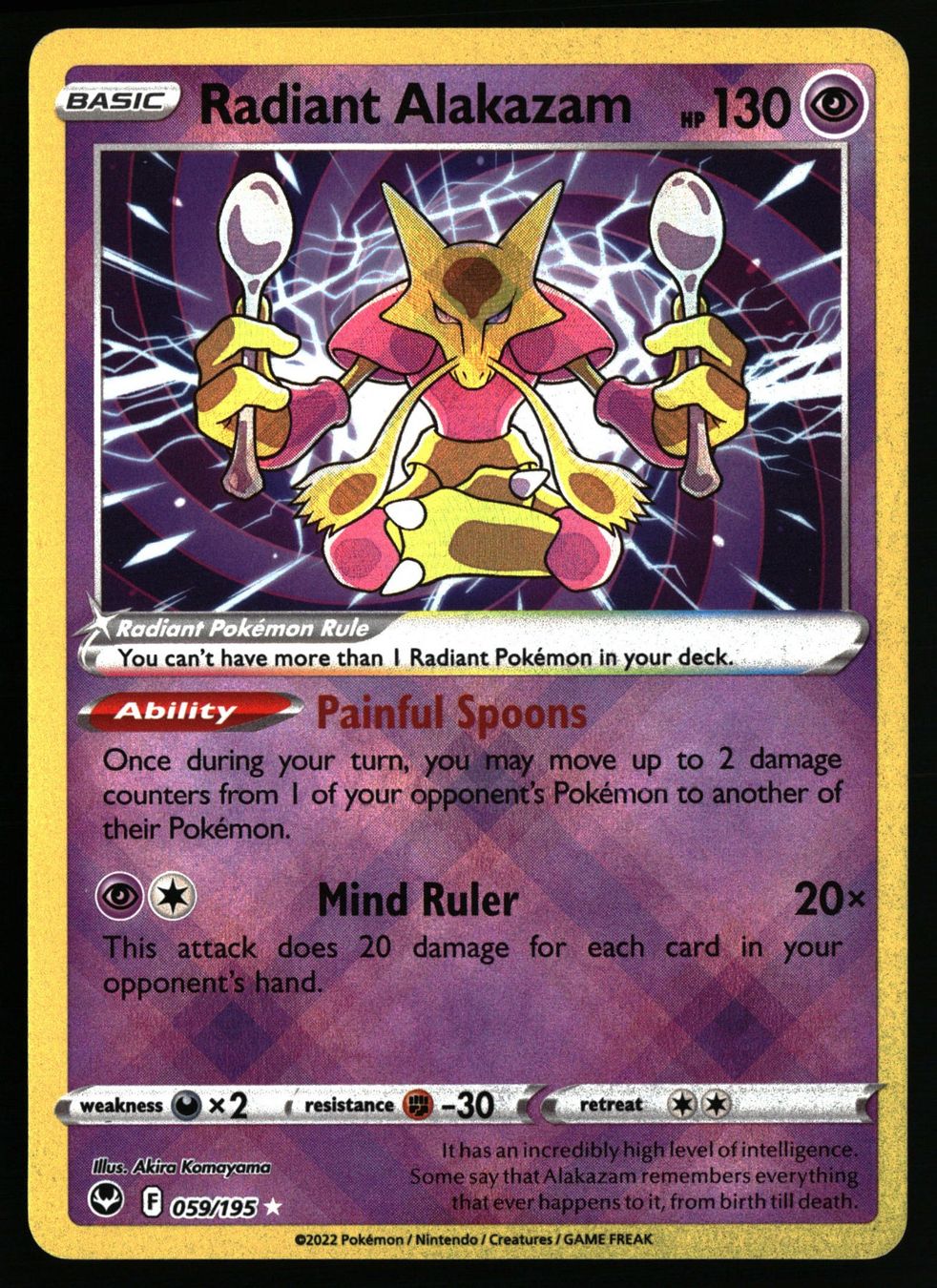 Pokémon Sammelbilder & Trading cards: Radiant Alakazam #59 Pokemon Silver Tempest – Gebraucht aus Feuerthalen von Plazatoys
