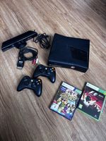 Xbox 360 Slim mit Kinect, 2 Controllern – Netzteil fehlt 