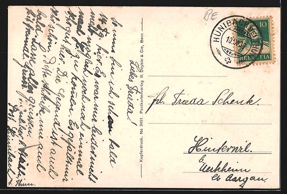 Cartes postales: Hünibach /Thun, Dorfpartie bei der Post – D'occasion à Berlin par bartko-reher 1