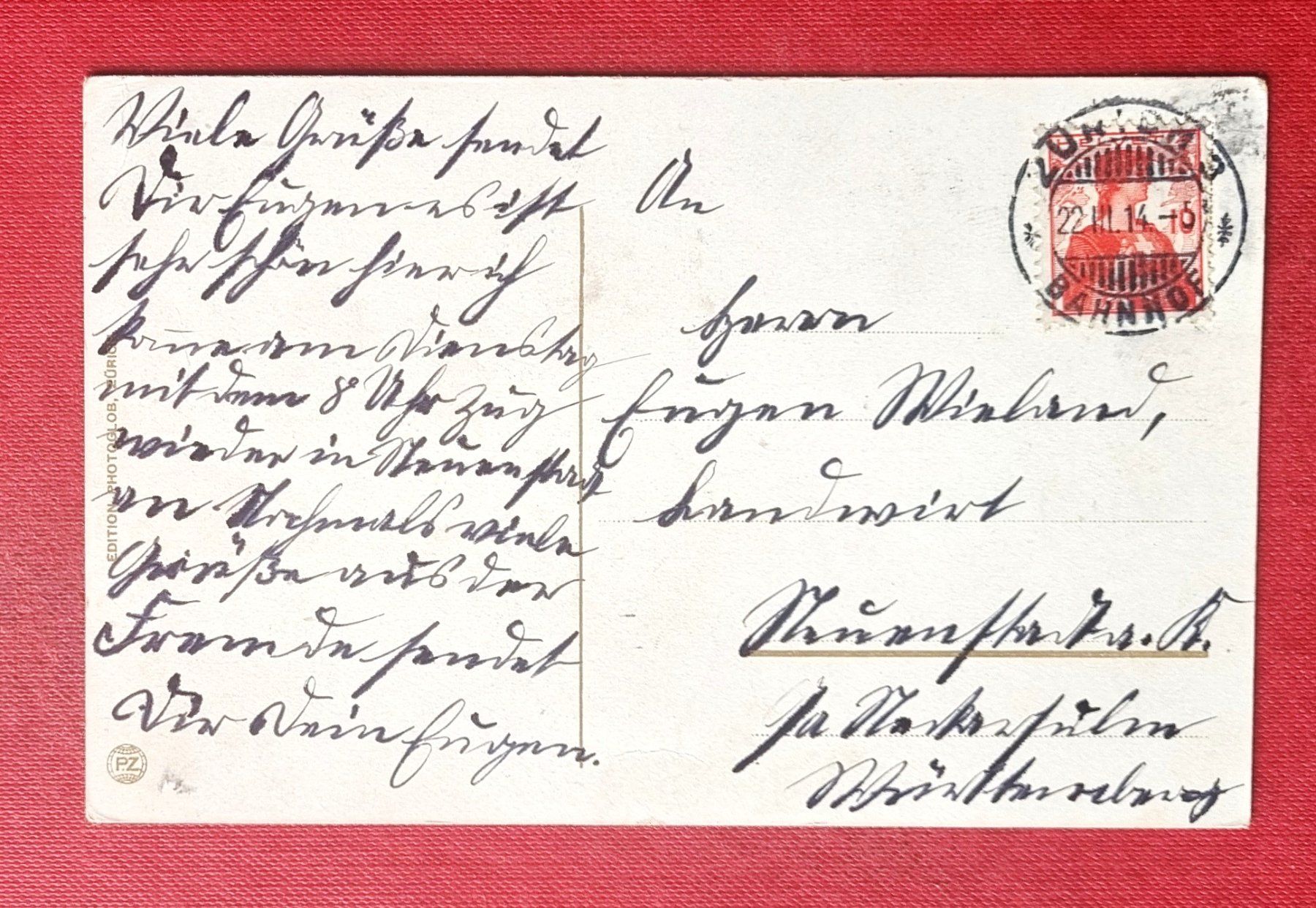 Ansichtskarten: Zürich - Bahnhof Enge - Eisenbahn - Dampfzug - 1914 – Gebraucht aus Rothrist von RROENK 1