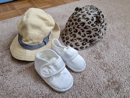 Baby Mädchen Sommer Set: Babyschuhe, Hütchen Sonnenhut