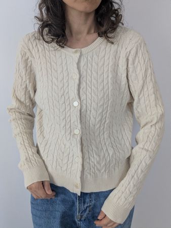 Damen Strickjacke beige Zopfmuster Grösse L neu mit Etikett