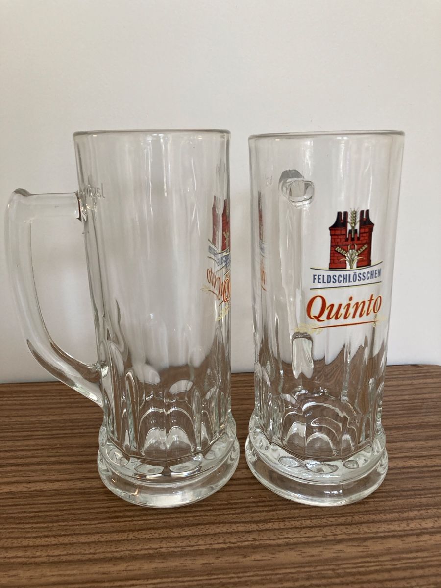 Feldschlösschen Gläser: 2 Feldschlösschen Quinto Bierkrüge 0.25l – Neu (gemäss Beschreibung) aus Schübelbach von Mo-99 1