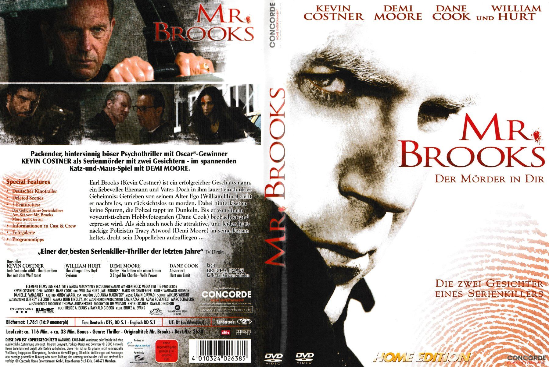 Tutti i DVDs: DVD - Mr. Brooks - Der Mörder in dir – Usato da Langnau am Albis venduto da MediaRescuerKeLoX