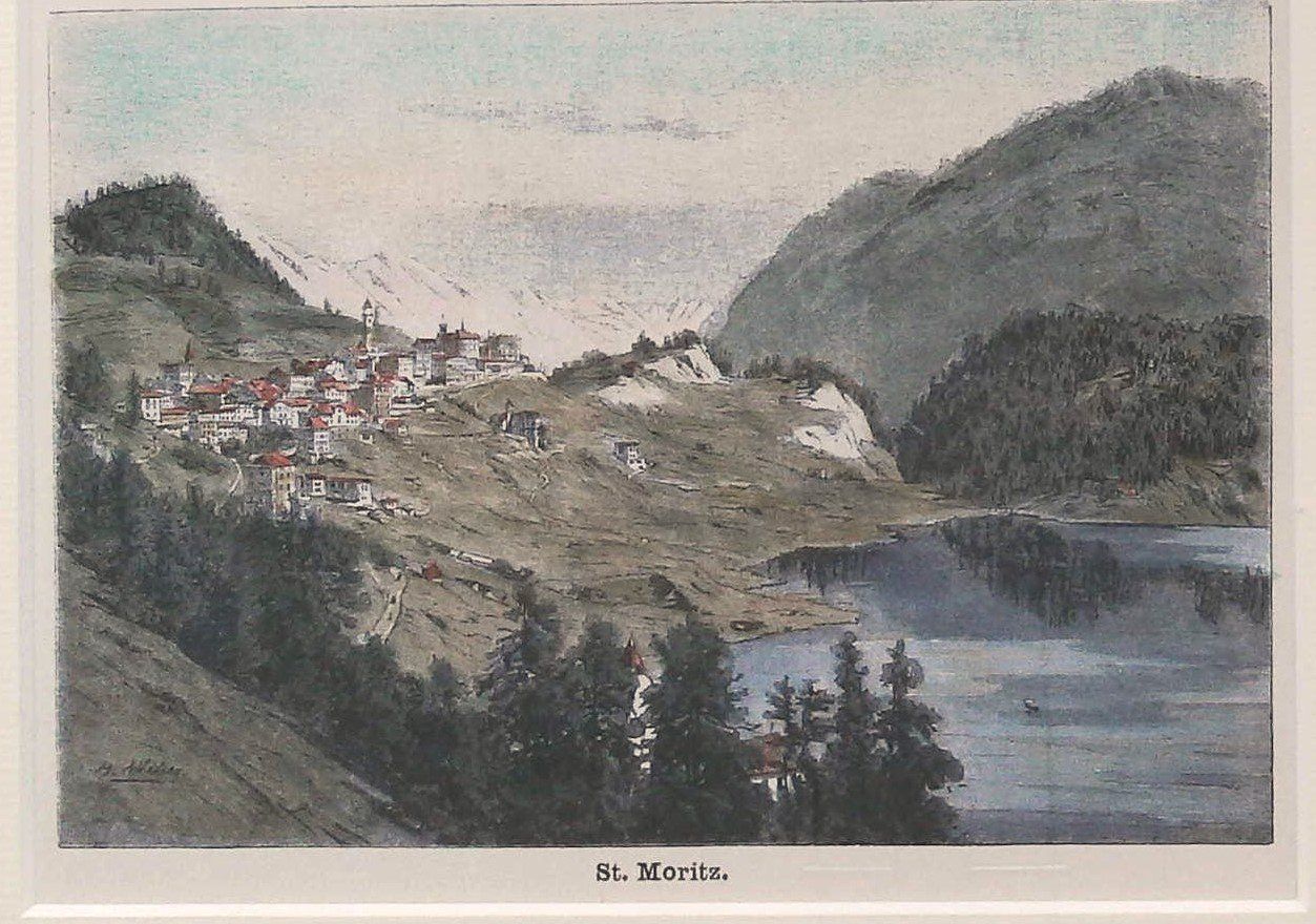 Incisioni: St. Moritz Holzstich von Weber Goldrahmen – Usato da Rafz venduto da Helvet32 1