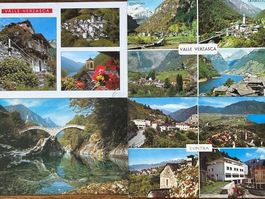 📸 4 Postkarten uralt: Valle Verzasca TI: Echt Post gelaufen