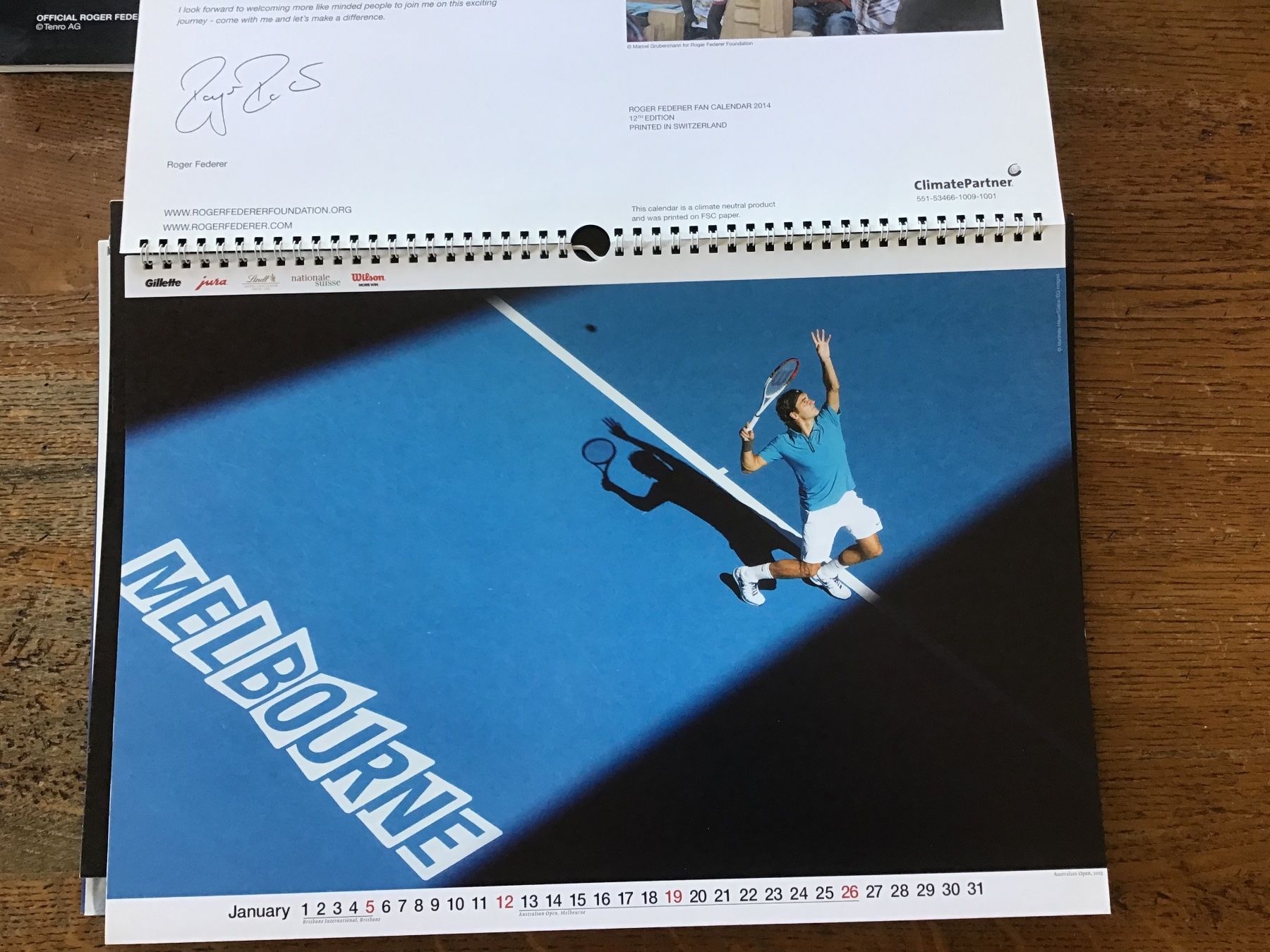Calendari: Calendrier officiel Roger Federer 2014 – Usato da Fully venduto da Ruby97 1