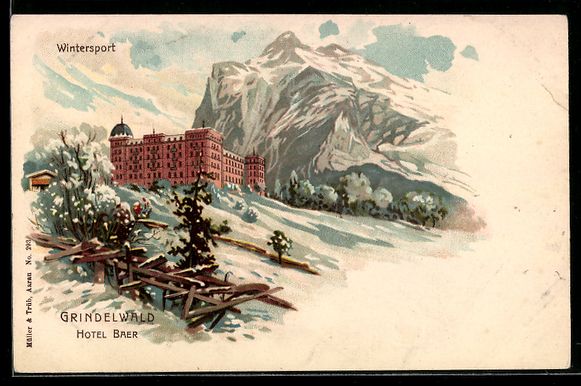 Cartes postales: Winter-Lithographie Grindelwald, Blick a – D'occasion à Berlin par bartko-reher