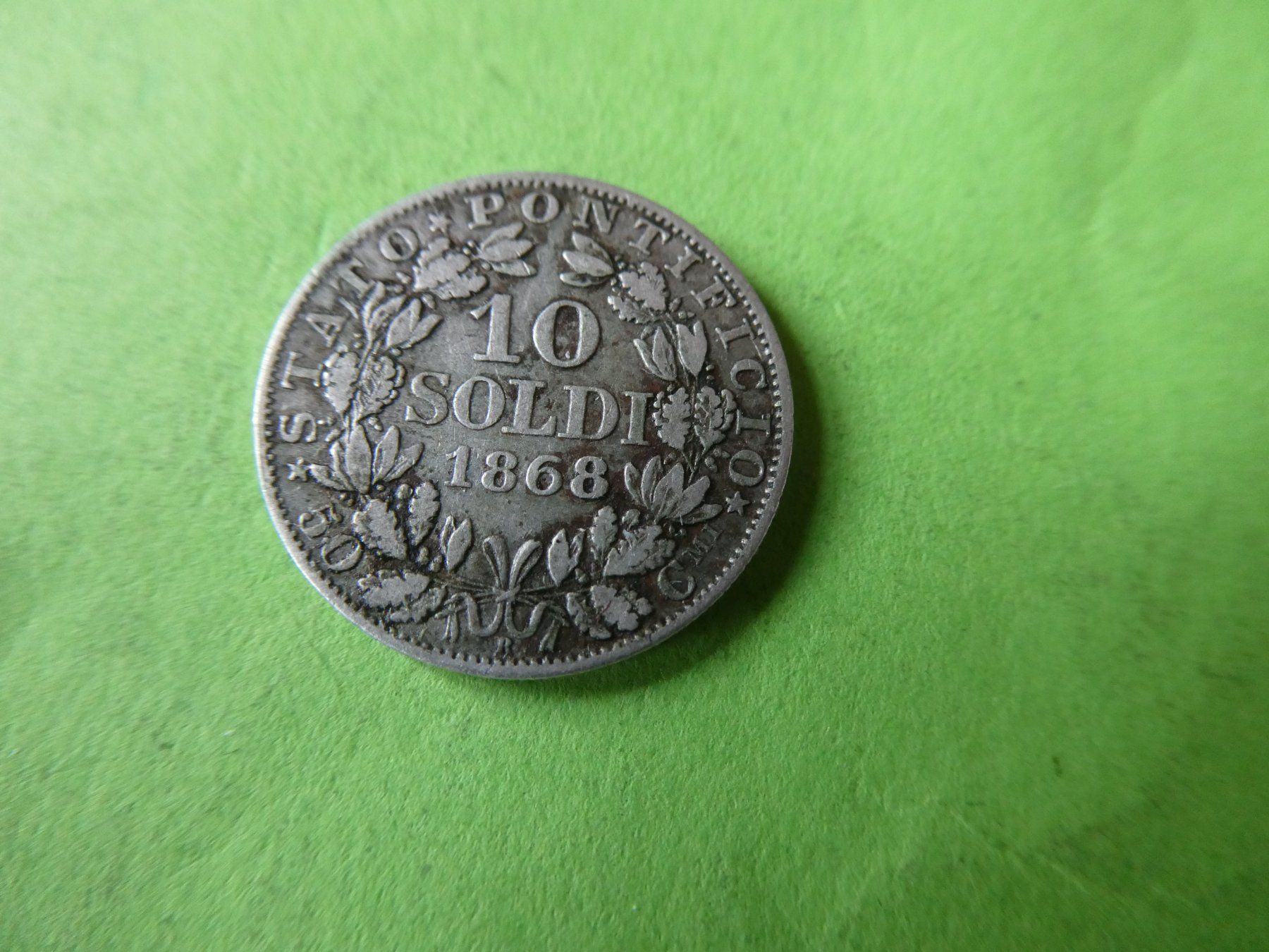 Toutes les monnaies: Kirchenstaat 1868, 10 Soldi - Silber – D'occasion à Hinterforst par Rohusri 1