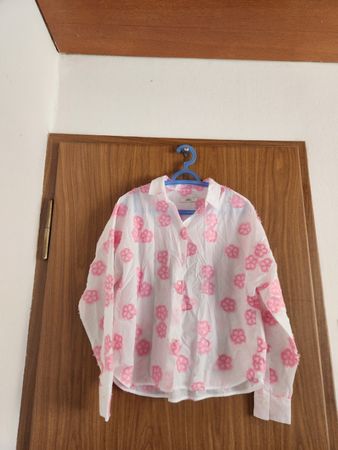 Chemise  over size 0039 Italy blanche broderies roses  S
