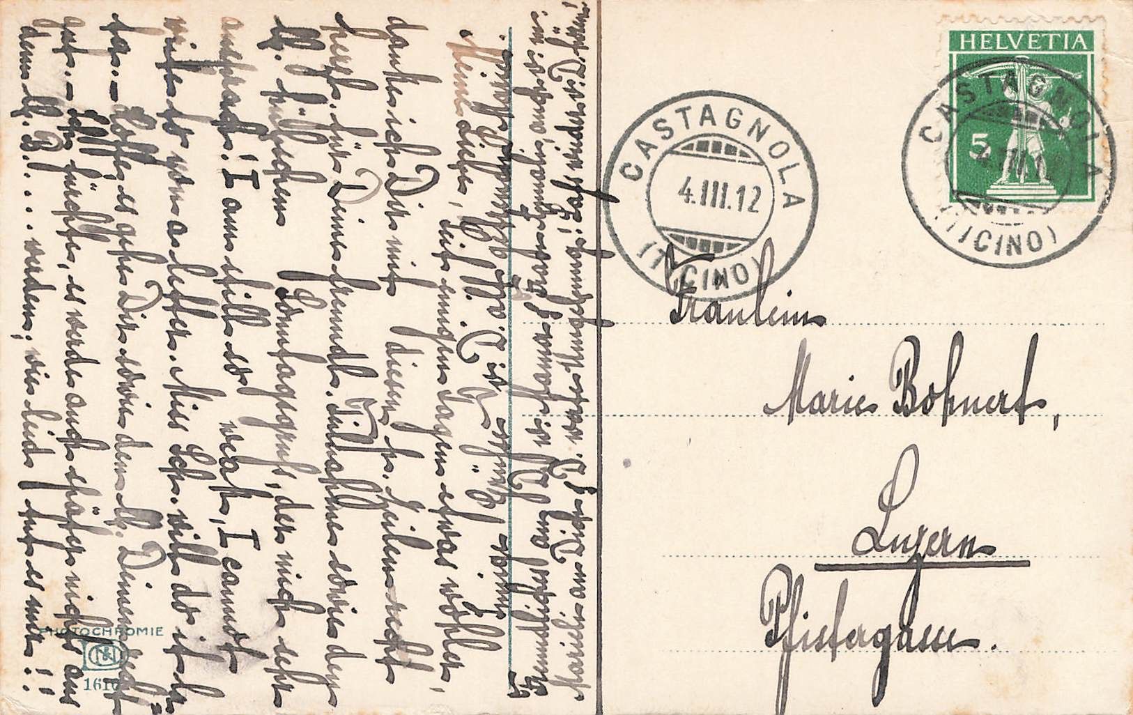 Cartoline postali: Castagnola – Usato da Biasca venduto da Blenio71 1