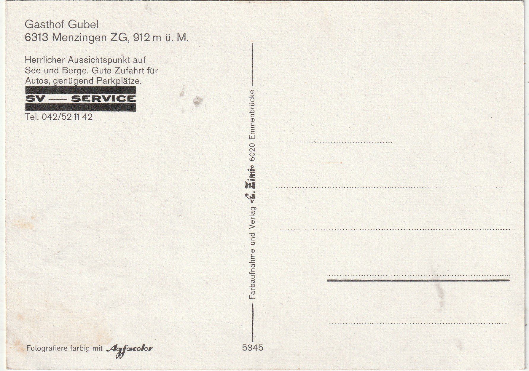 Cartoline postali: Gasthof Gubel Menzingen – Usato da Lumbrein venduto da made02 1