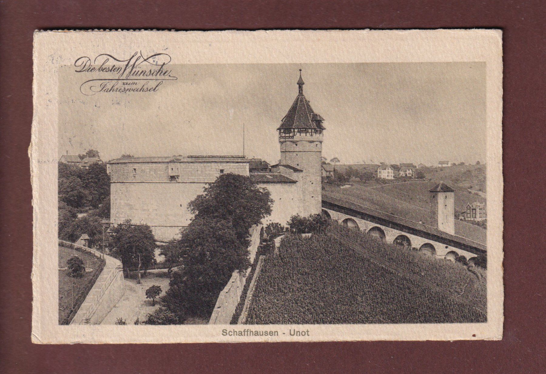 Cartoline postali: SCHAFFHAUSEN - Munot - 1914 – Usato da Pully venduto da nicecards