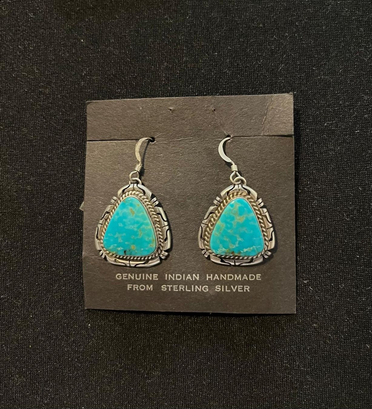 Orecchini pendenti & Orecchini a lobo: Indian Navajo Handmade Earings Silver Turquoise – Usato da Genève venduto da gvokiii
