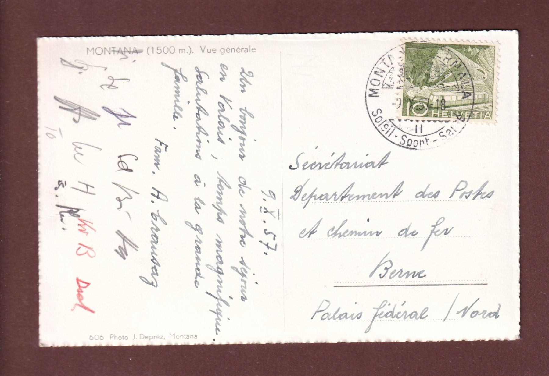 Cartes postales: MONTANA - 1957 – D'occasion à Pully par nicecards-shop 1