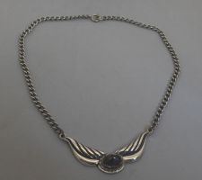 Antike Kette 835 Silber mit Glas Stein vor 1939