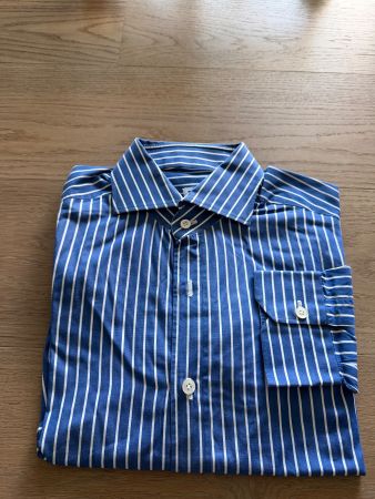 KITON Herren Hemd blau-weiss gestreift Grösse 40