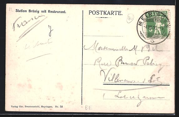 Cartoline postali: Brünig, Eisenbahnstation mit Restaurant – Usato da Berlin venduto da bartko-reher 1