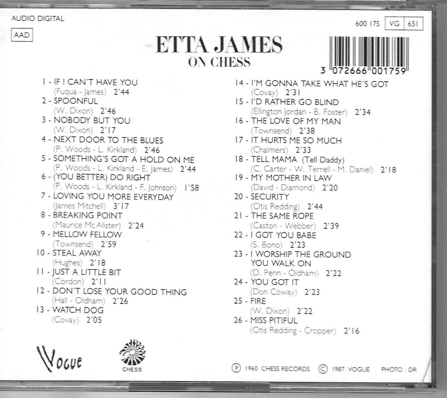 CDs: ETTA JAMES  -  ON CHESS – D'occasion à Bex par Giorgiob 1